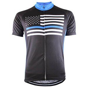 WULIBIKE Thin Blue Line Short Sleeve Cycling Jersey. Size L